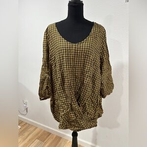 CJ Banks yellow plaid shirt